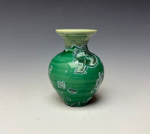 Load image into Gallery viewer, Emerald Green &amp; Silver Crystalline Glazed Mini Vase #2
