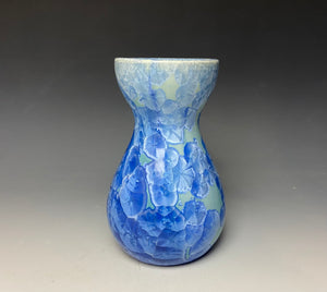 Teal Blue Crystalline Glazed Bulb Vase #3