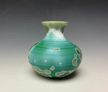 Load image into Gallery viewer, Emerald Green &amp; Silver Crystalline Glazed Mini Vase #2
