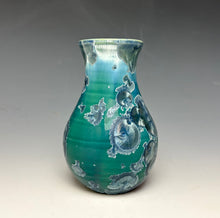 Load image into Gallery viewer, Aqua Crystalline Glazed Mini Vase
