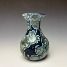 Load image into Gallery viewer, Deep Ocean Blue and Silver Crystalline Mini Vase 3
