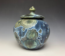 Load image into Gallery viewer, Cobalt Galaxy Crystalline Glazed Jar

