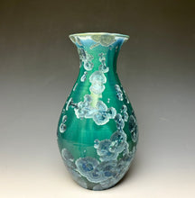 Load image into Gallery viewer, Aqua Crystalline Glazed Vase

