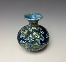 Load image into Gallery viewer, Deep Ocean Blue and Silver Crystalline Mini Vase 2
