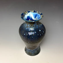 Load image into Gallery viewer, Cobalt Galaxy Crystalline Glazed Vase
