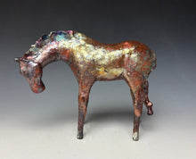 Load image into Gallery viewer, Copper Rainbow Satin Raku Horse 876
