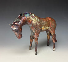 Load image into Gallery viewer, Copper Rainbow Satin Raku Horse 876
