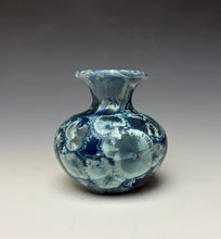Load image into Gallery viewer, Deep Ocean Blue and Silver Crystalline Mini Vase 4
