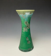 Load image into Gallery viewer, Emerald Green &amp; Silver Crystalline Glazed Vase
