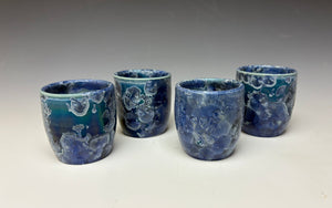 Atlantic Storm Blue Crystalline Sake Cup