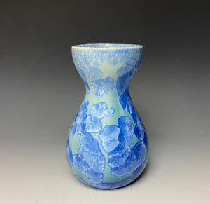 Teal Blue Crystalline Glazed Bulb Vase #3