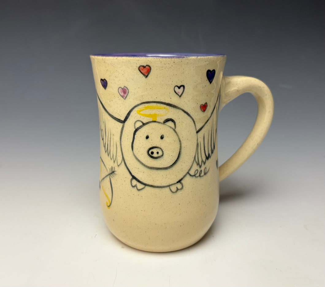 Cupid Pig Mug- Purple