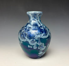 Load image into Gallery viewer, Crystalline Glazed Vase in Atlantic Storm Blue
