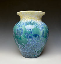 Load image into Gallery viewer, Ivory and Teal Blue Crystalline Vase
