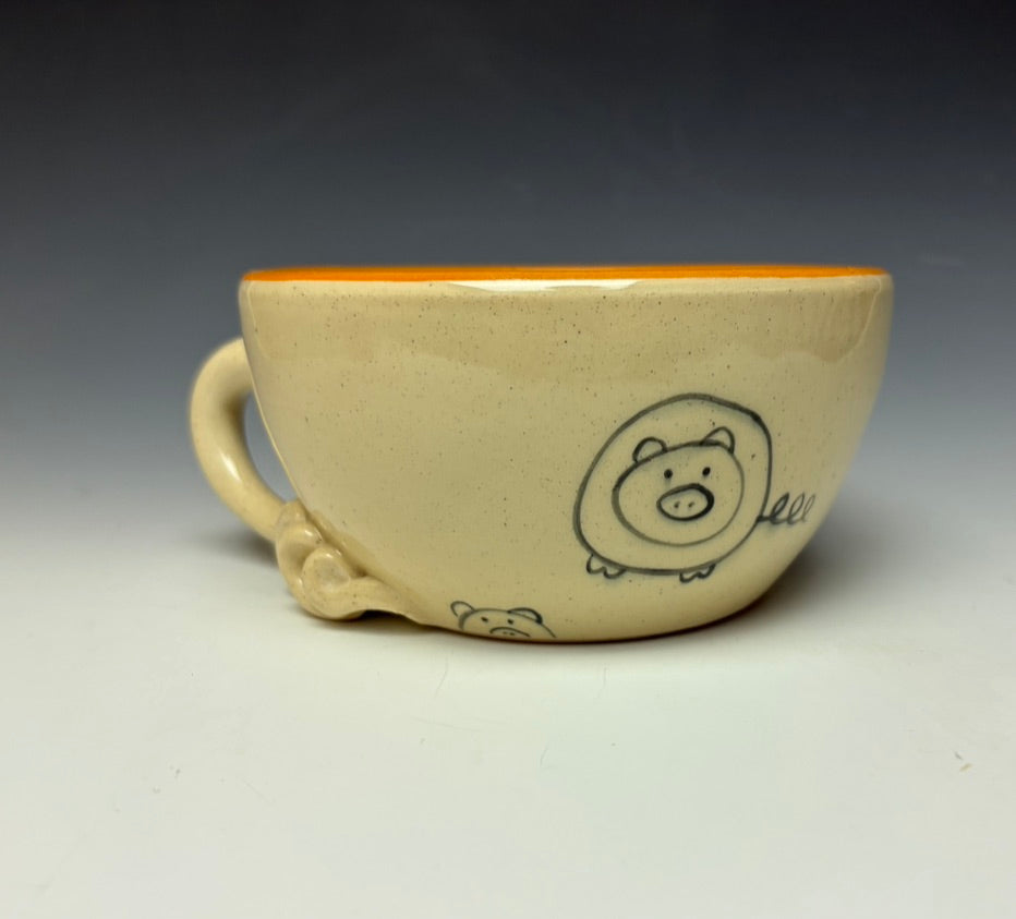 PIGGERY Soup mug in Orange