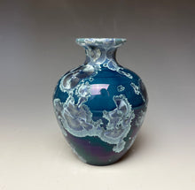 Load image into Gallery viewer, Crystalline Glazed Mini Vase in Atlantic Storm Blue
