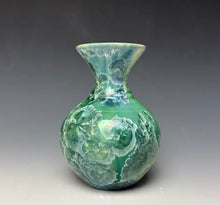 Load image into Gallery viewer, Crystalline Glazed Mini Vase in Light Green with Blue
