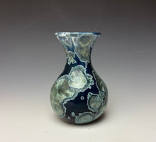 Load image into Gallery viewer, Deep Ocean Blue and Silver Crystalline Mini Vase 3
