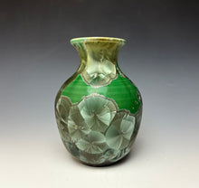Load image into Gallery viewer, Crystalline Glazed Vase in Green Galaxy
