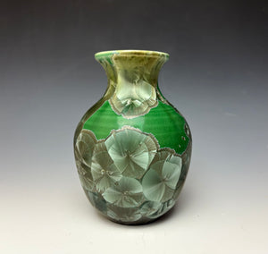 Crystalline Glazed Vase in Green Galaxy