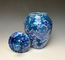 Load image into Gallery viewer, Blue and Silver Crystalline Glazed Jar
