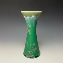 Load image into Gallery viewer, Emerald Green &amp; Silver Crystalline Glazed Vase
