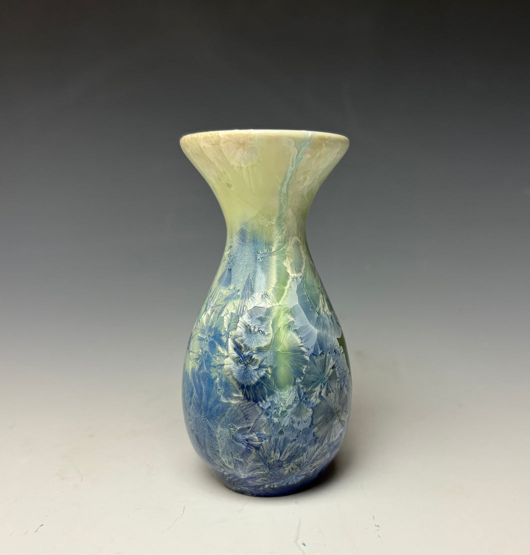 Crystalline Glazed Mini Vase in Light Green with Blue