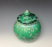 Load image into Gallery viewer, Emerald Green and Teal Crystalline Glazed Jar
