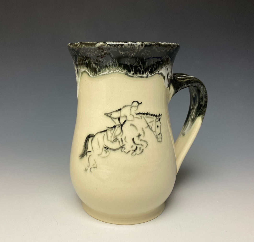 Jumping Horse & Rider Mug - Jet Black