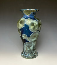 Load image into Gallery viewer, Deep Marine Blue Galaxy Crystalline Glazed Vase
