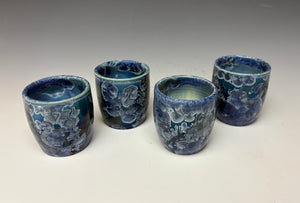Atlantic Storm Blue Crystalline Sake Cup