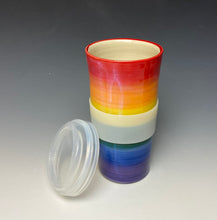 Load image into Gallery viewer, Rainbow Travel Mug - Red Rim
