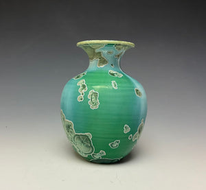 Emerald Green Crystalline Glazed Mini Vase