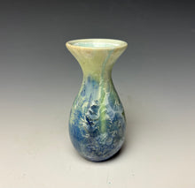 Load image into Gallery viewer, Crystalline Glazed Mini Vase in Light Green with Blue
