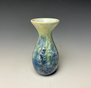 Crystalline Glazed Mini Vase in Light Green with Blue