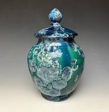 Load image into Gallery viewer, Deep Aqua Crystalline Glazed Jar
