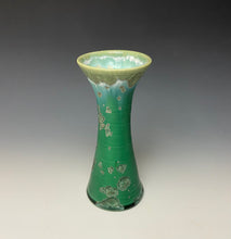 Load image into Gallery viewer, Emerald Green &amp; Silver Crystalline Glazed Vase
