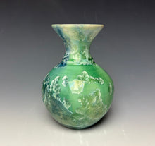 Load image into Gallery viewer, Crystalline Glazed Mini Vase in Light Green with Blue
