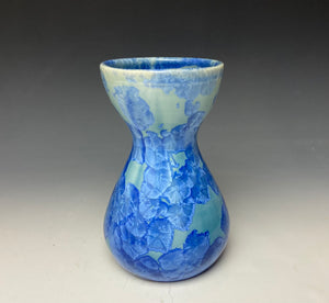 Teal Blue Crystalline Glazed Bulb Vase