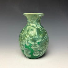 Load image into Gallery viewer, Emerald Green &amp; Silver Crystalline Glazed Vase
