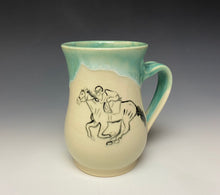 Load image into Gallery viewer, Galloping Horse &amp; Rider Mug - Seafoam Green
