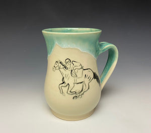 Galloping Horse & Rider Mug - Seafoam Green