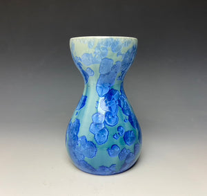 Teal Blue Crystalline Glazed Bulb Vase #2