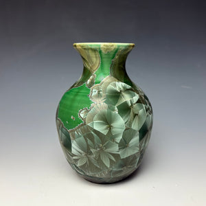 Crystalline Glazed Vase in Green Galaxy