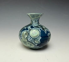 Load image into Gallery viewer, Deep Ocean Blue and Silver Crystalline Mini Vase 2
