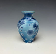 Load image into Gallery viewer, Crystalline Glazed Mini Vase in Atlantic Storm Blue 2
