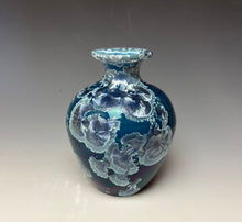Load image into Gallery viewer, Crystalline Glazed Mini Vase in Atlantic Storm Blue
