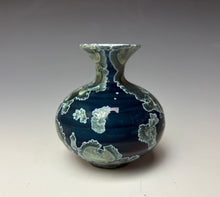 Load image into Gallery viewer, Deep Ocean Blue and Silver Crystalline Mini Vase 2
