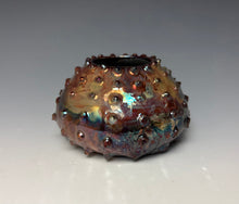 Load image into Gallery viewer, Rainbow Copper Raku Mini Urchin AirPlant Vase #10
