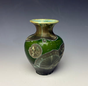 Green Galaxy Crystalline Glazed Mini Vase